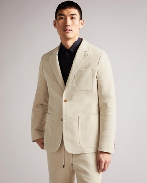 Veste Ted Baker Herringbone Moleskin Beige Homme | RJP-30218666